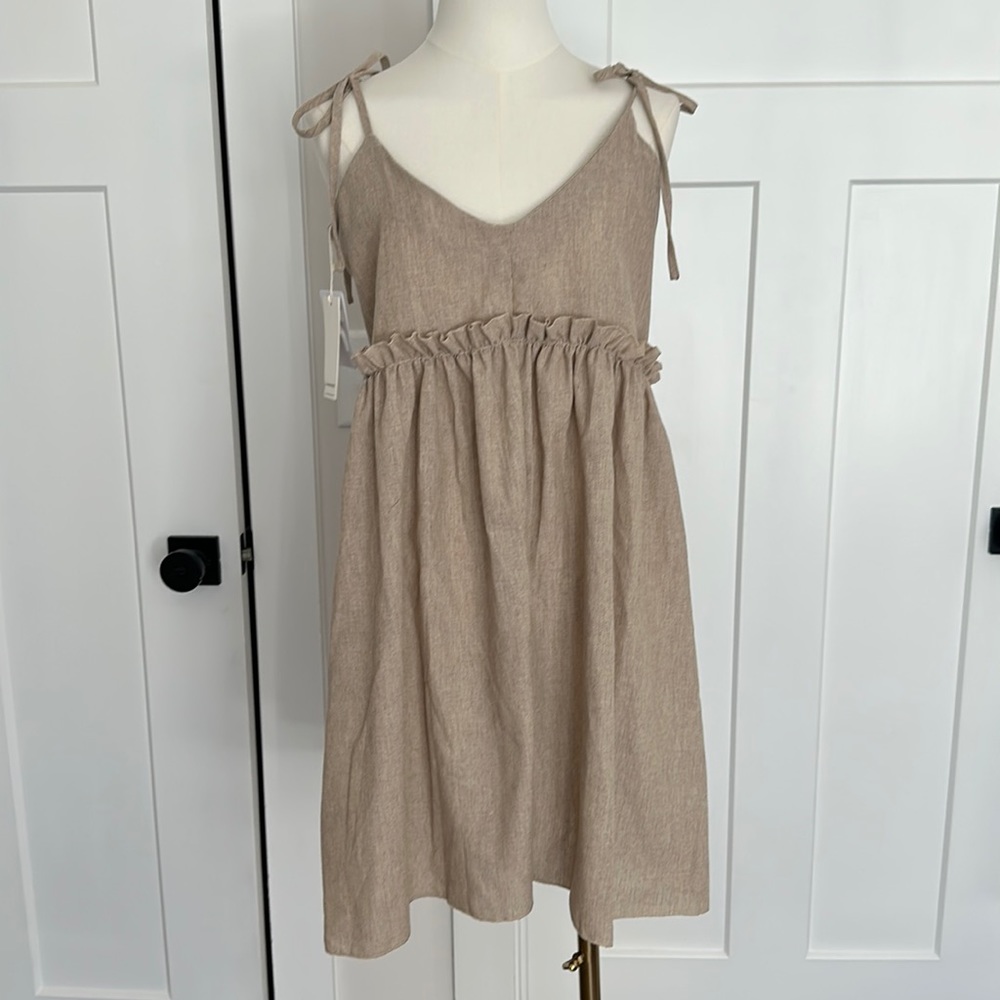 Taupe Mini Dress with Shoulder Ties